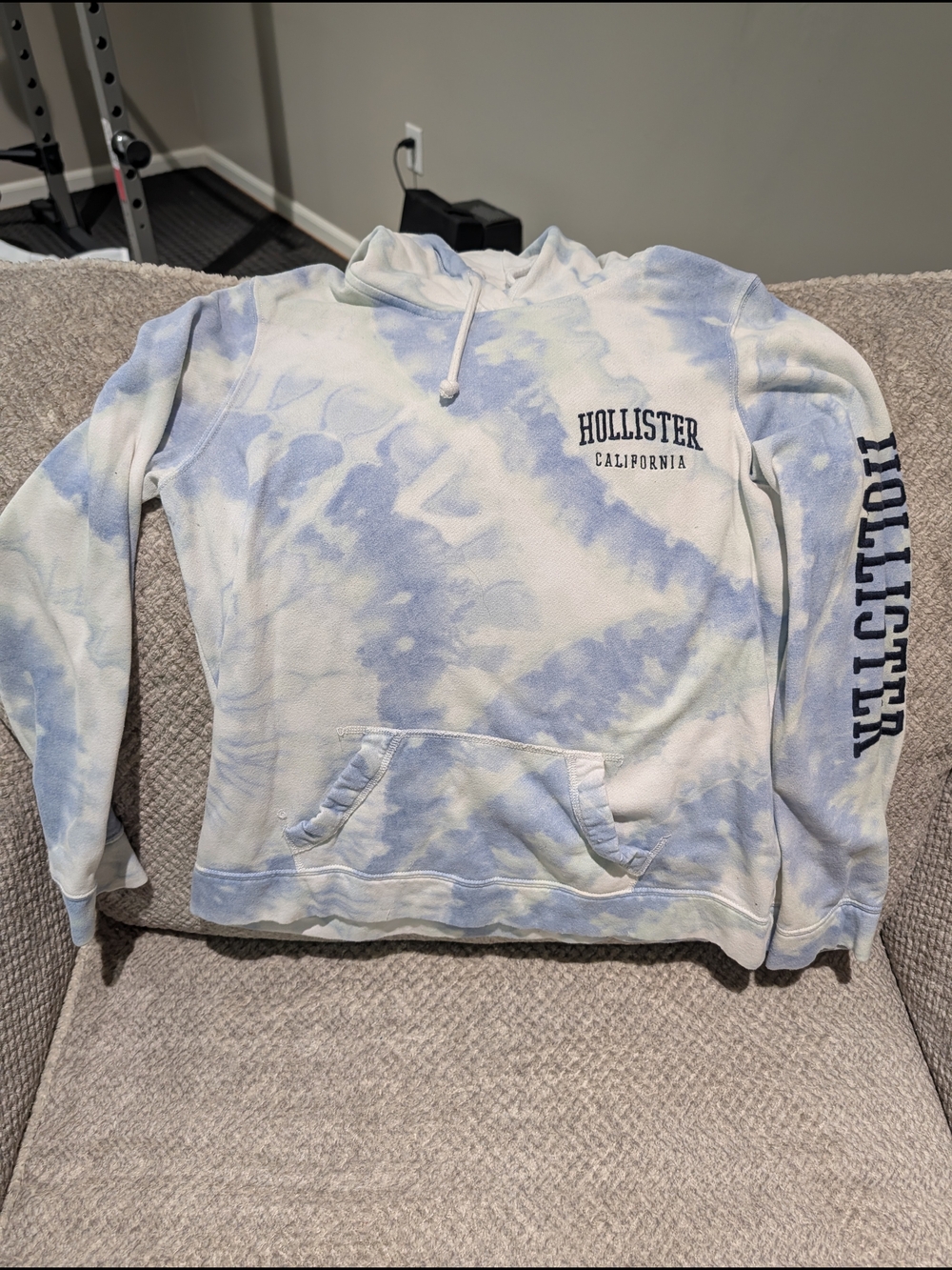 Hollister Women's Tie-Dye Crewneck Sweatshirt - Light Blue & White & Mint Green